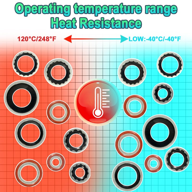 Lucstar A/C O Ring Kit, 400PCS O Ring Assortment Kit, 120PCS AC Seal Kit, AC Valve Core Kit, A/C Sealing Washers,Automotive Replacement Seal Gasket,AC Gasket Kit - Image 5